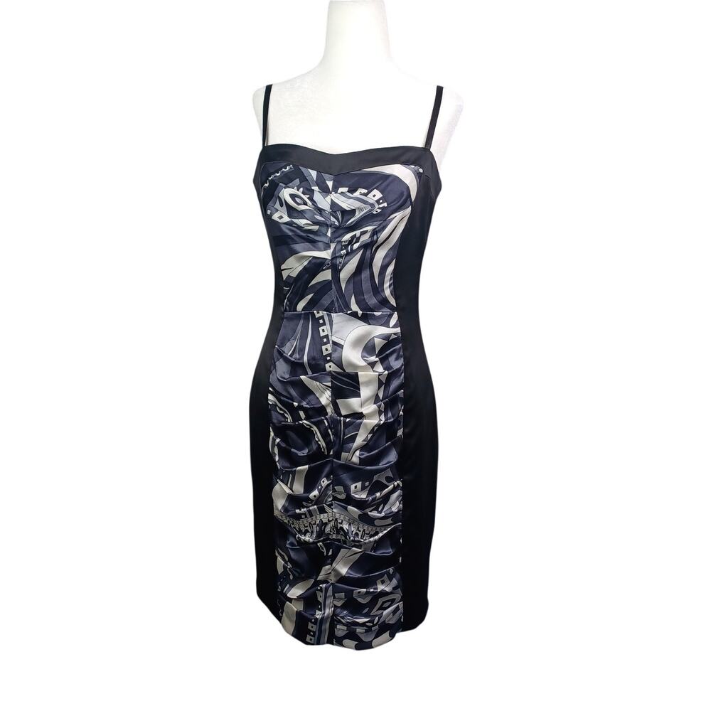 Vintage Y2K Bebe Silk Blend Bustier Cocktail Dress Black Club Sheath Goth Size M